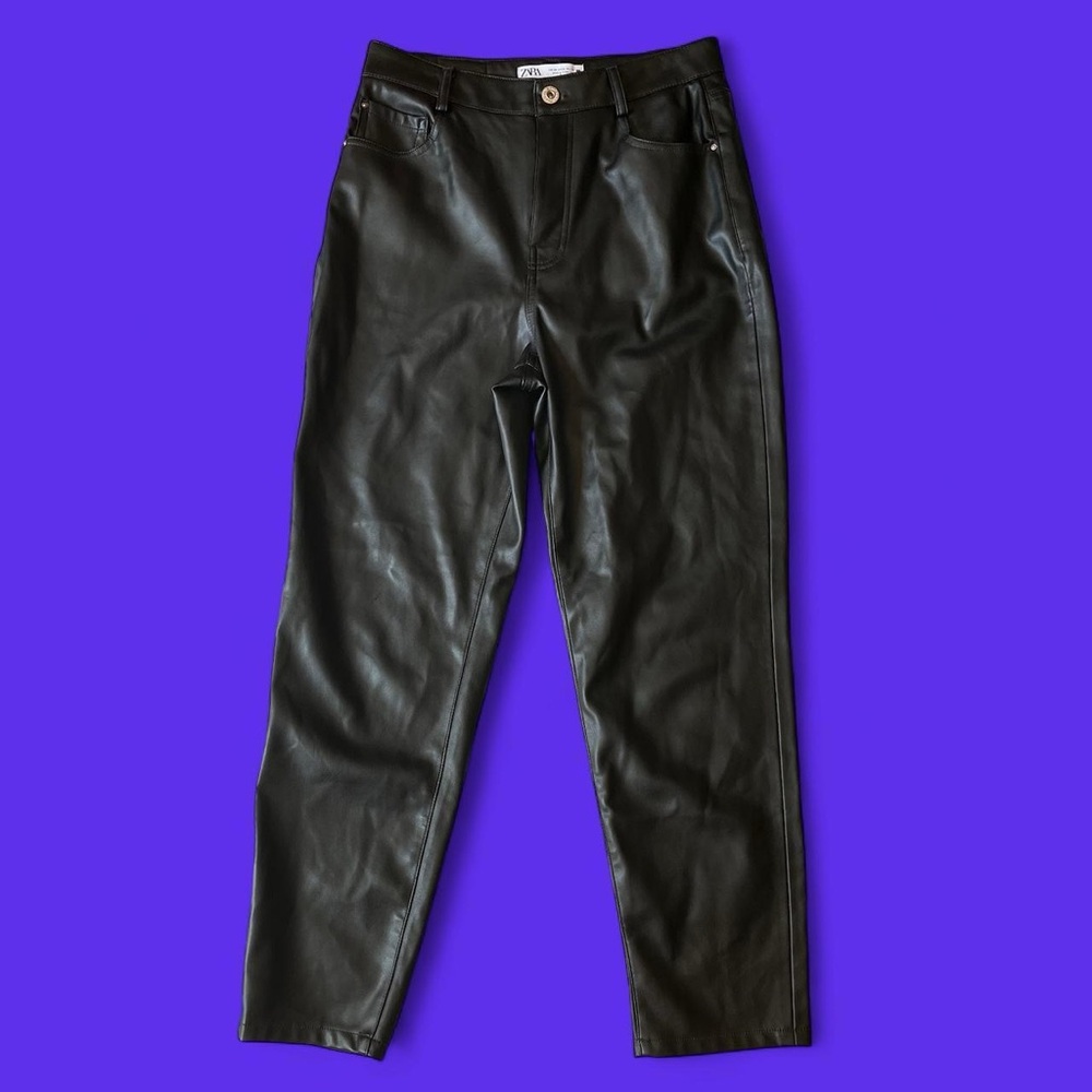 Zara Charcoal Faux Leather Trousers